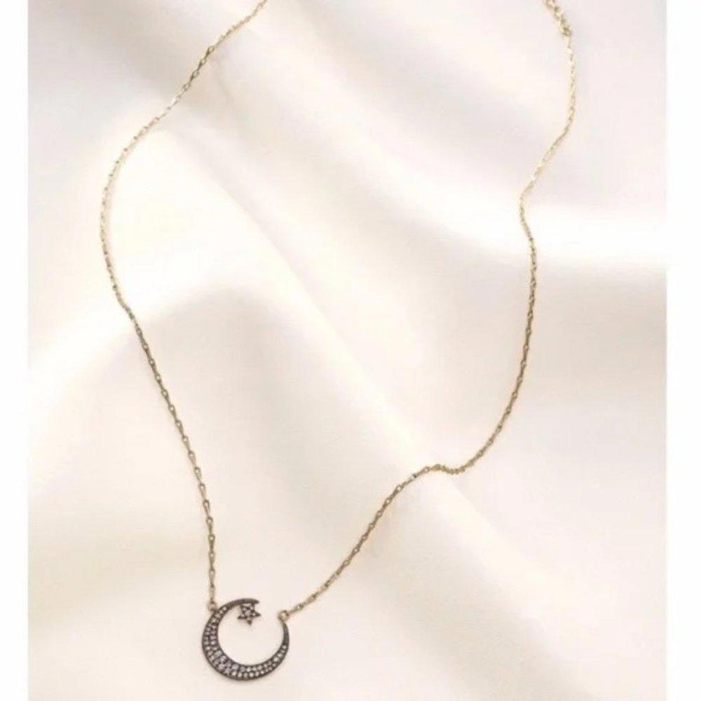 Stella & Dot Pave Crescent Necklace